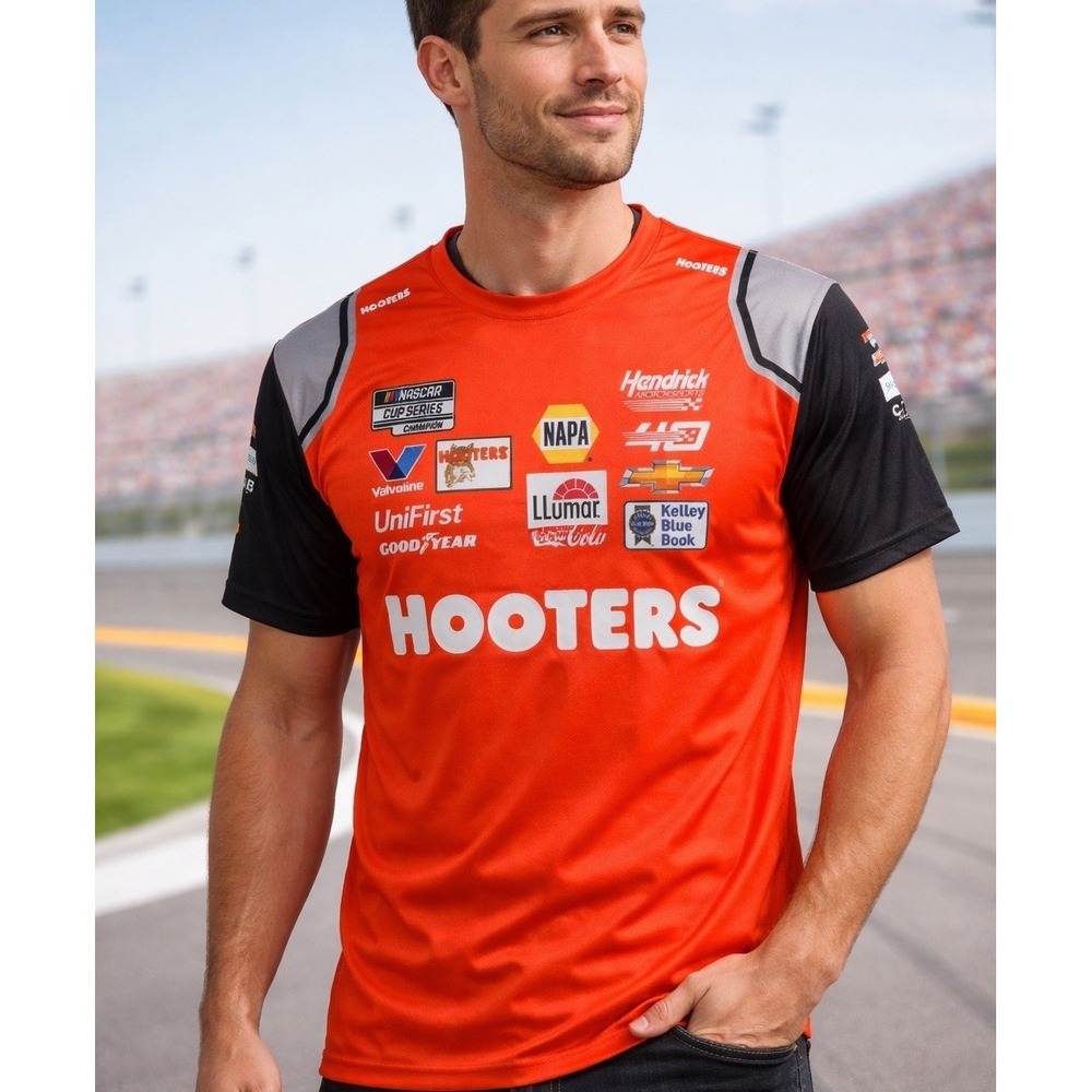 Chase Elliott #9 Hendrick Motorsports Hooters NASCAR Racing Jersey Shirt Men's M